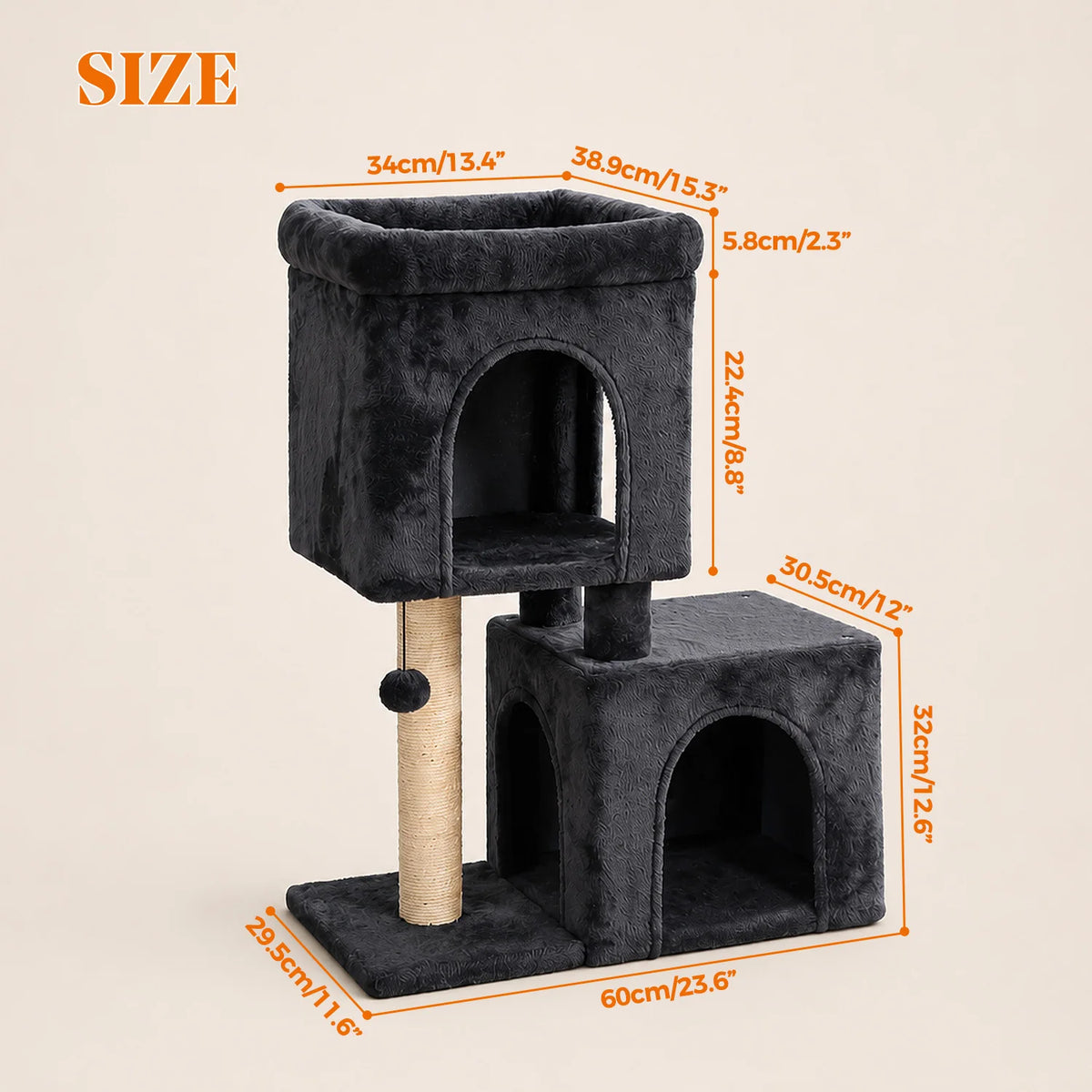 Pawz Road 30 Inch Cat Tree With Two Condos And Sisal