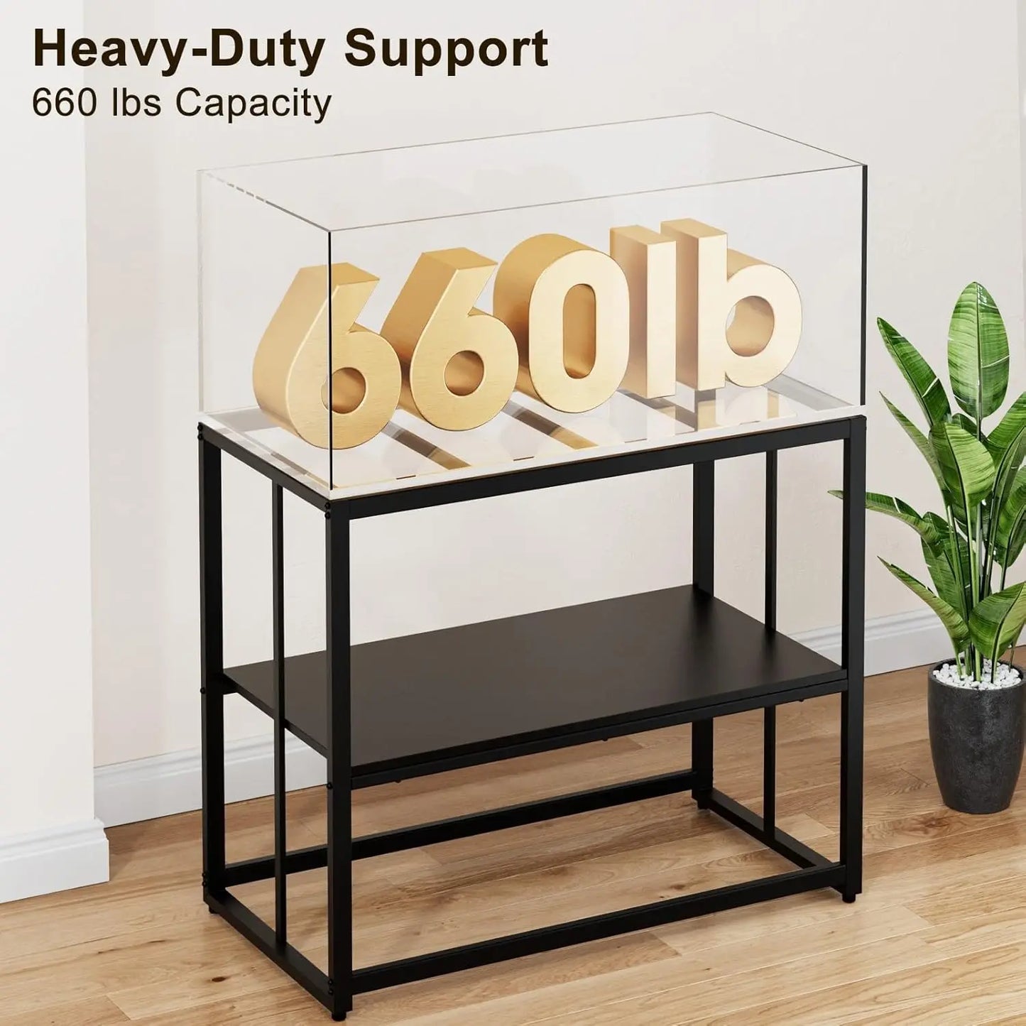Stainless Steel Aquarium Stand Dual Layer Design For Home Office