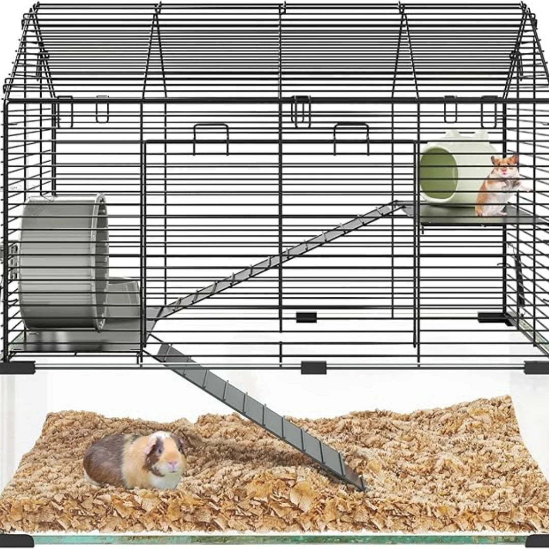 HiMISS 3-Tier Hamster Enclosure With Glass Panels For Small Pets