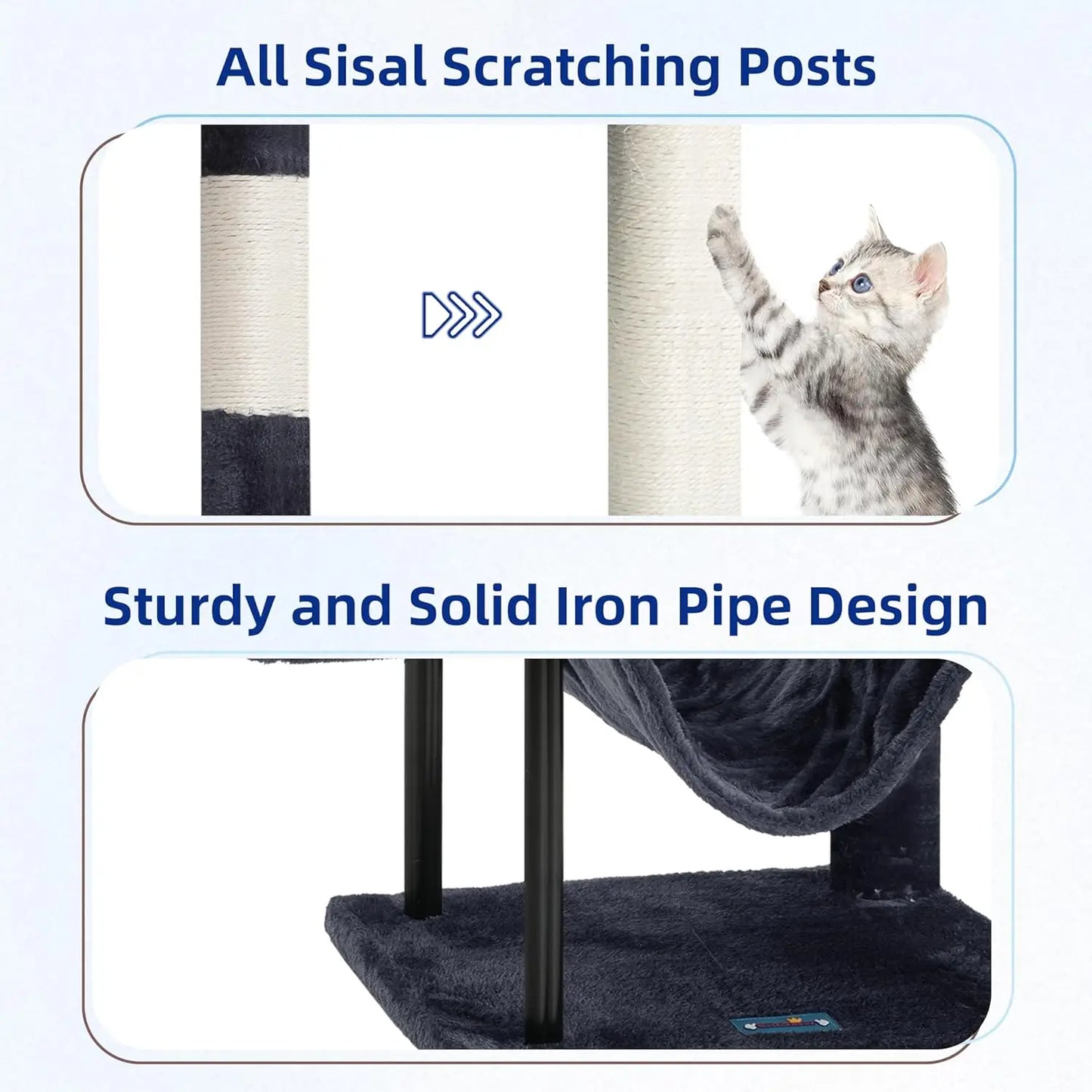Cat Tree Tower For Indoor Cats With Hammock And Condo
