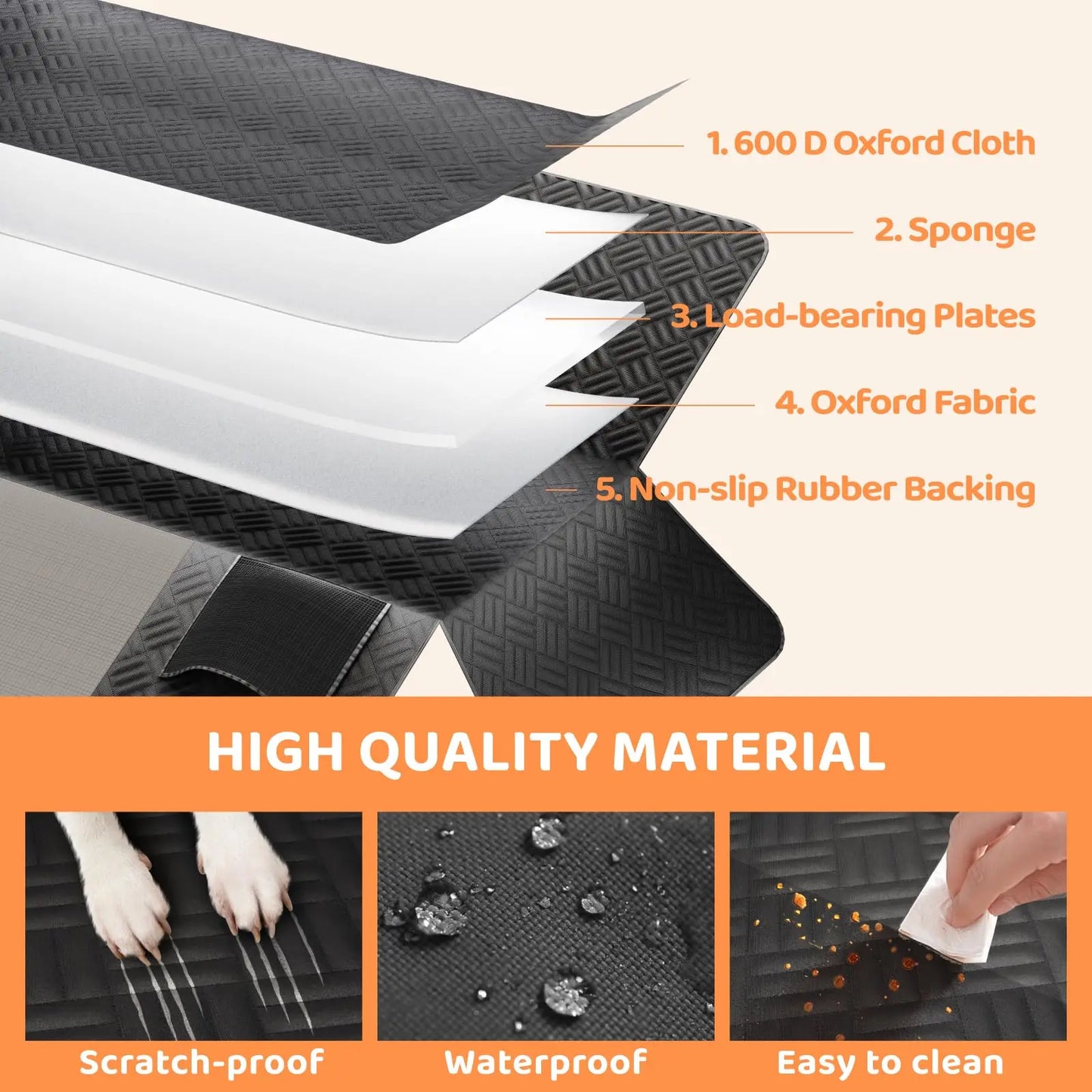Rear Seat Dog Hammock Cover With Hard Bottom Extender 400lb