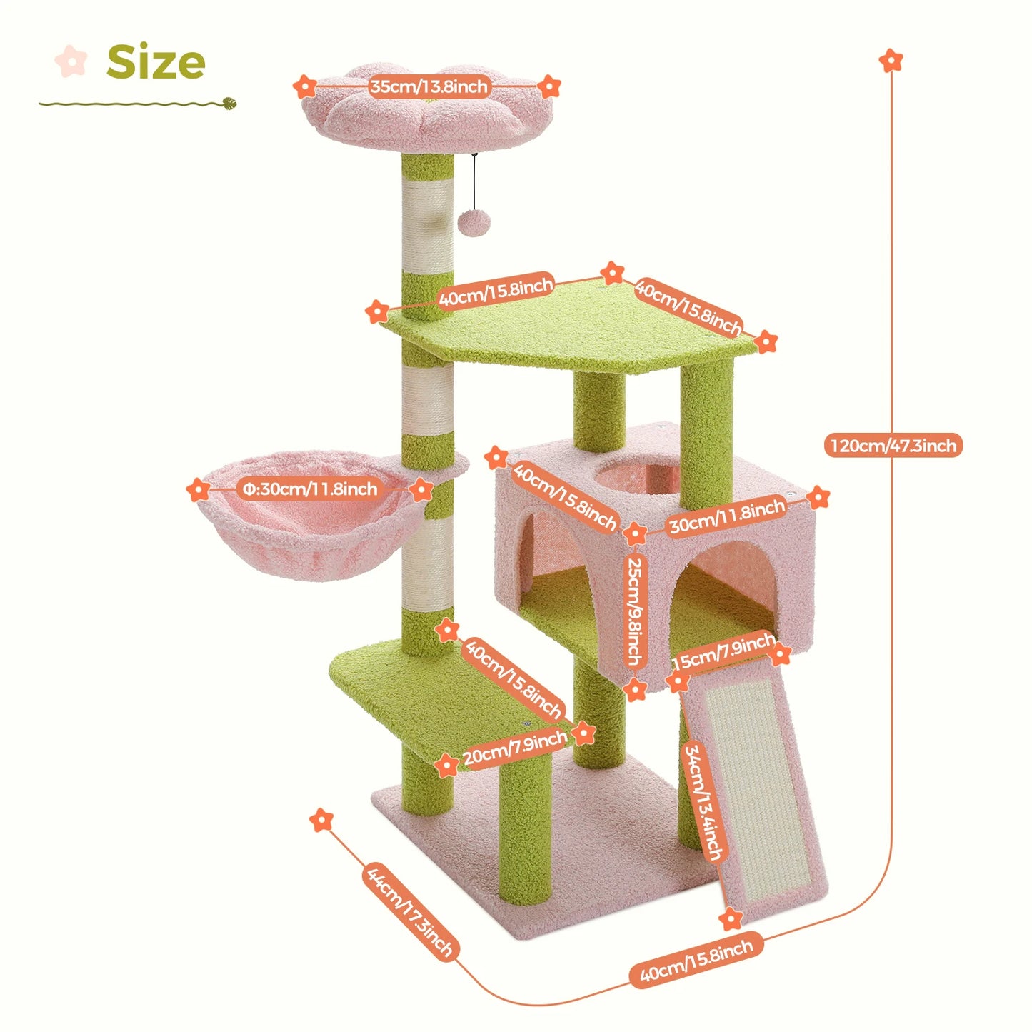 PAWZ Road Flower Cat Tree Scratching Posts Sisal Covered