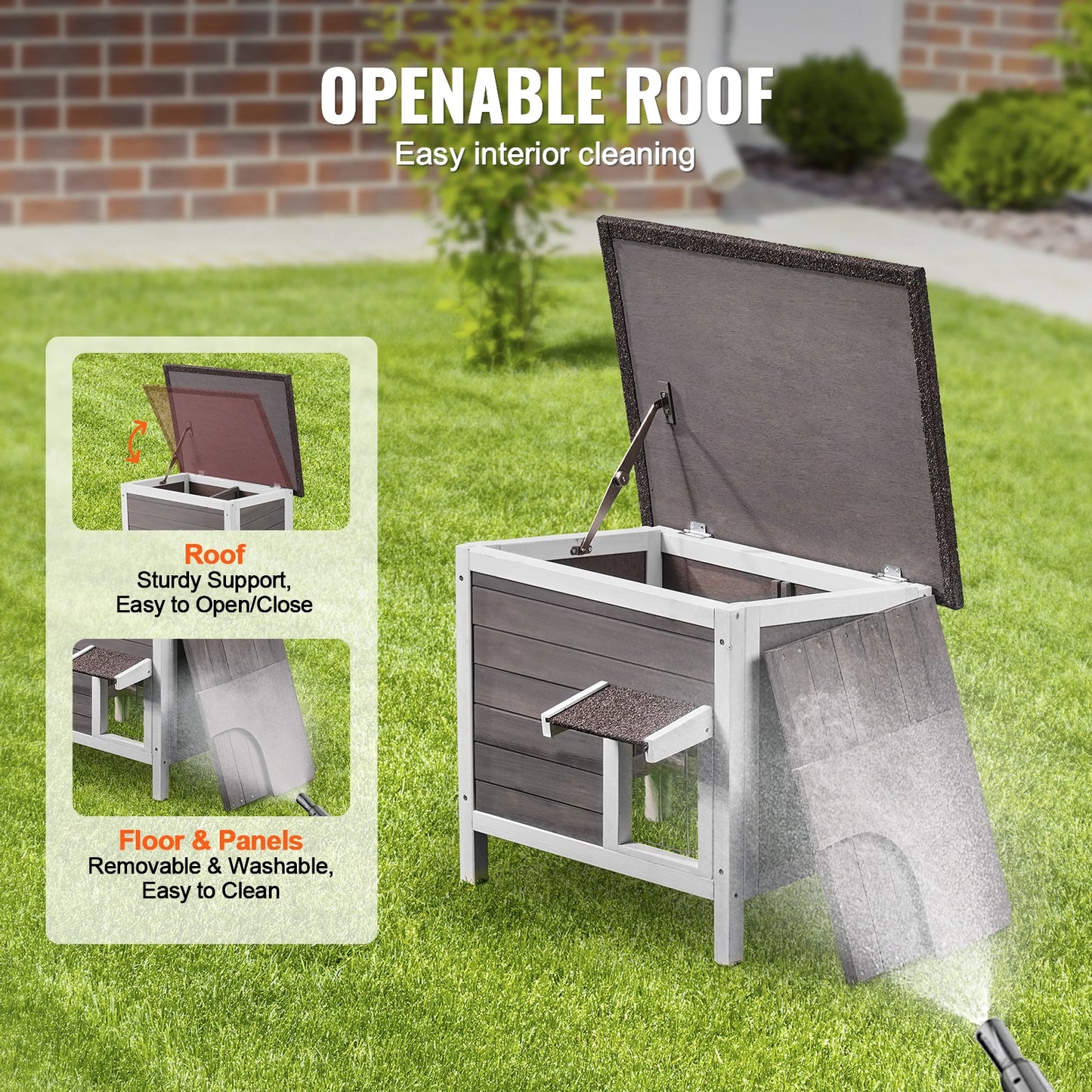 SucceBuy Outdoor Cat House Weatherproof Wooden Shelter With Insulation