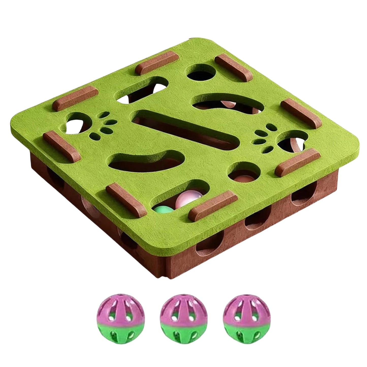 Alloet Cat Puzzle Box Enrichment Toy With Felt Maze Bells