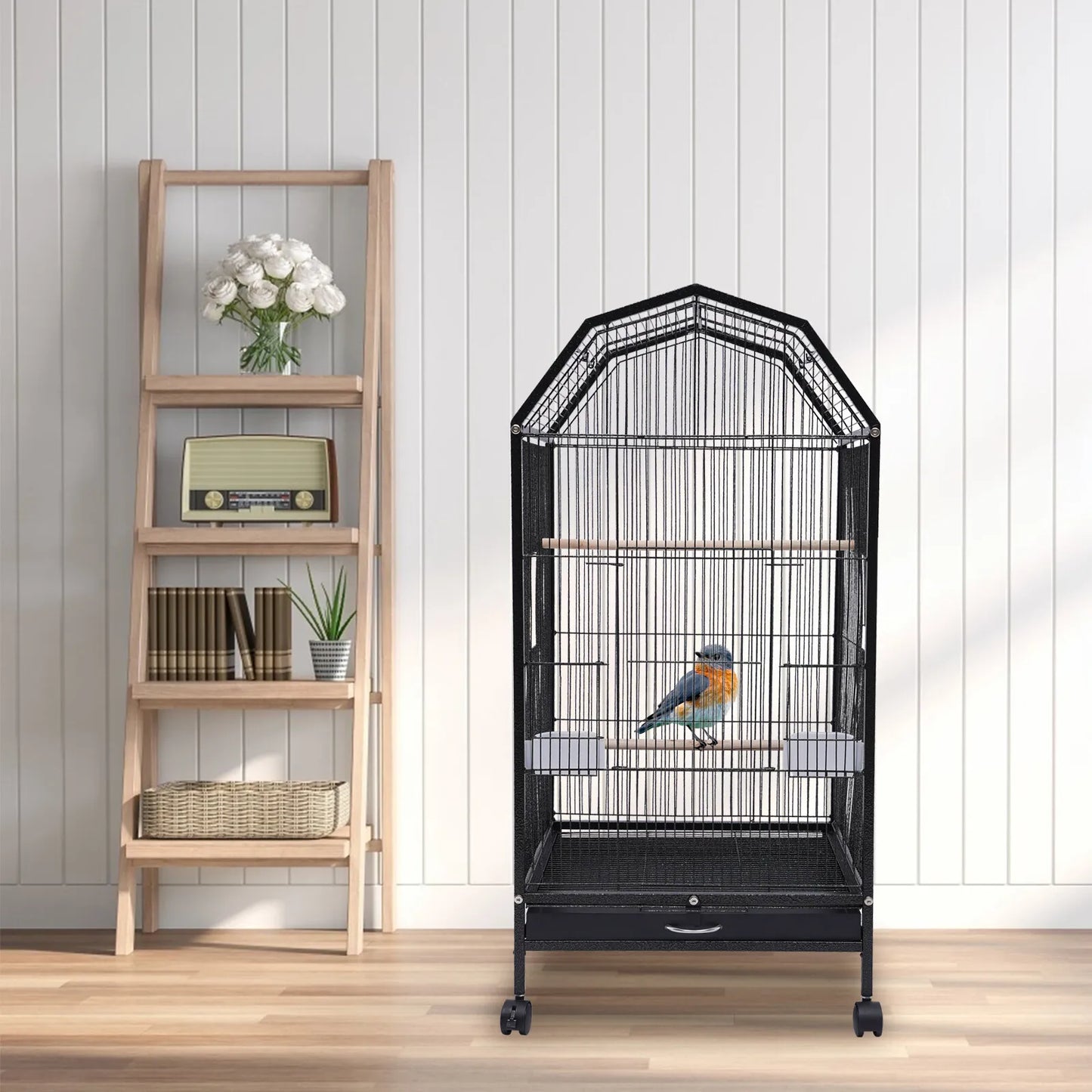Bird Cage With Rolling Stand For Cockatiel Parakeet Finch Lovebird