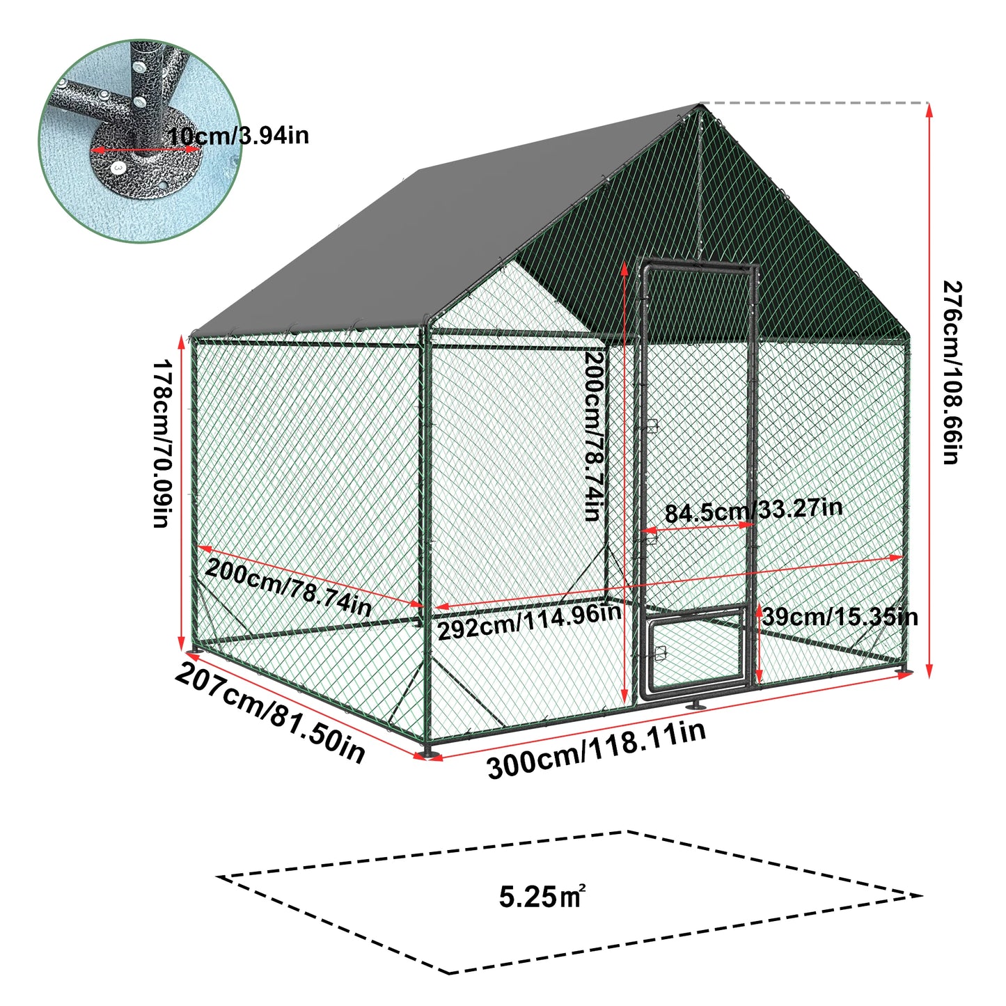 BINGOPAW Metal Chicken Coop Walk-In Run With Netting And Cover
