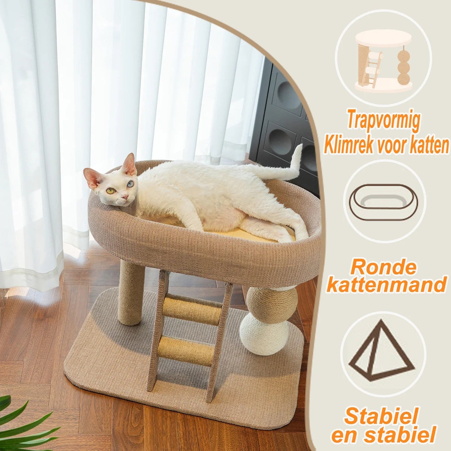 All In One Cat Tree With Scratching Post And Ladder