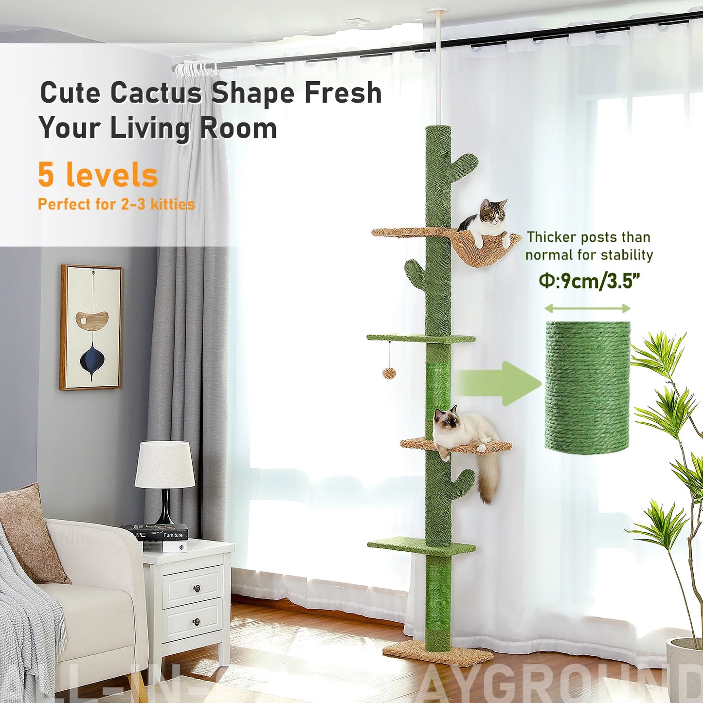 PAWZ Road 5Tier Cat Tree Floor To Ceiling Tower Indoor