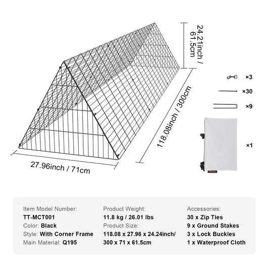 SucceBuy Portable Iron Chicken Tunnels For Outdoor Yard Use With Corner Frames