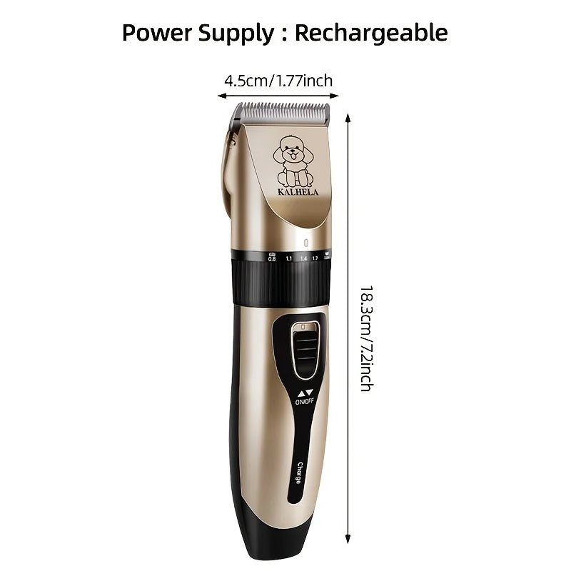 Rechargeable low-noise cordless electric pet trimmer, used for grooming dogs and cats' fur. Dog fur trimmer kit, suitable for various sizes and lengths of pet fur. Pet fur trimmer, must-have for families, gift