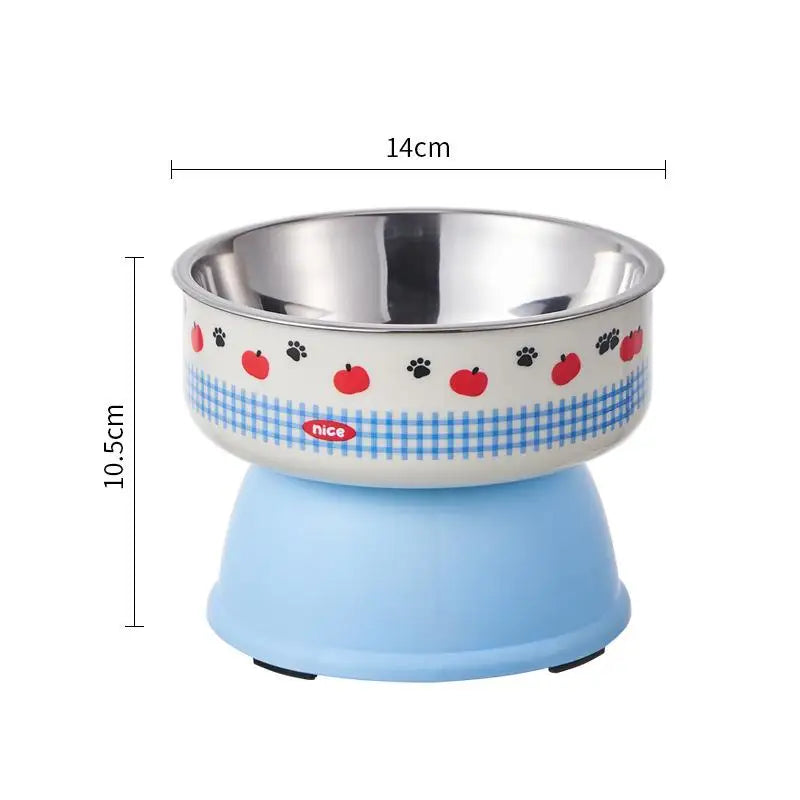 Pet Feeding Bowl Cat Dog Large Capacity Elevated Anti Choking Neck Protection Cartoon Stainless Steel Indoor Daily All Size Matching Stand
