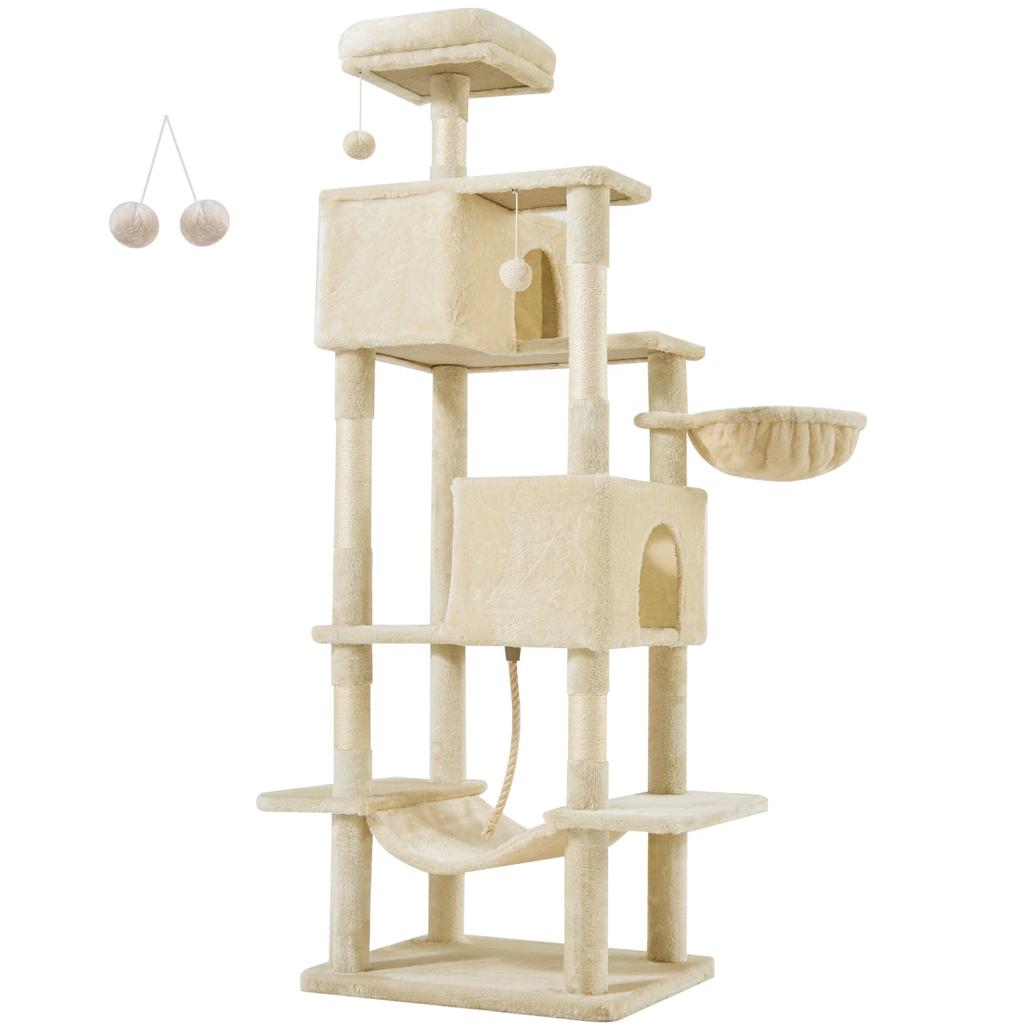 JHK Cat Tree Tower Multi Level Climbing Tower With Condo Natural Sisal Posts