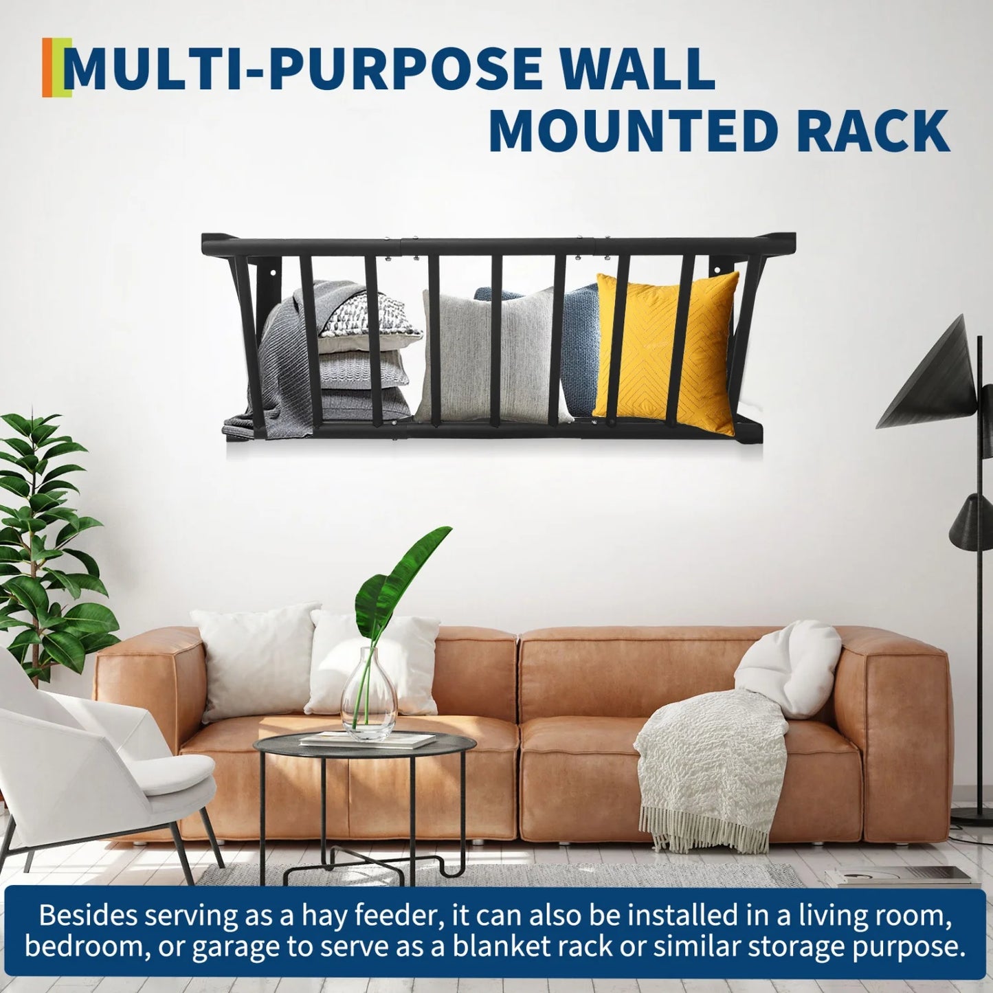 HiMISS Wall Mount Hay Feeder Rack Heavy Duty Carbon Steel
