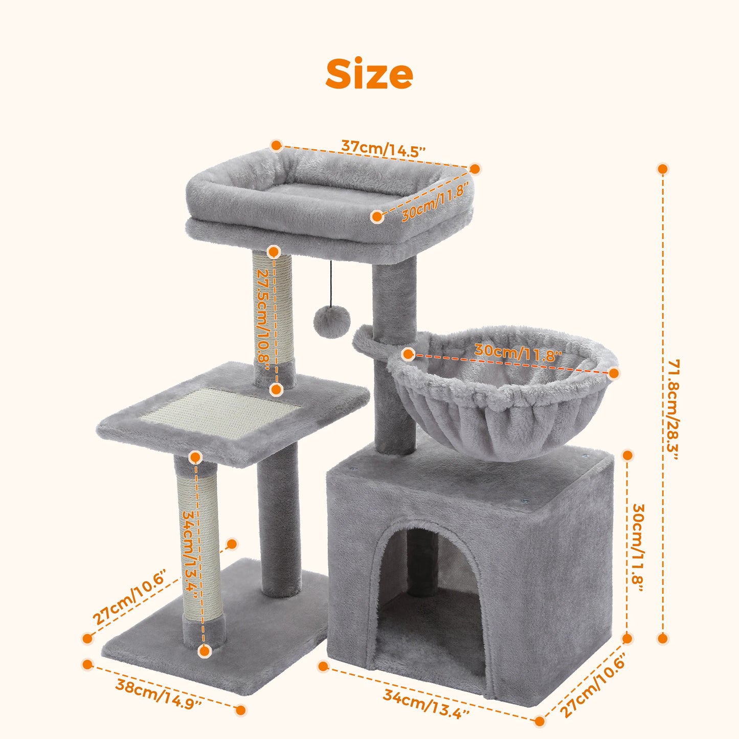 PAWZ Road Cat Tree For Indoor Cats With Scratching Posts