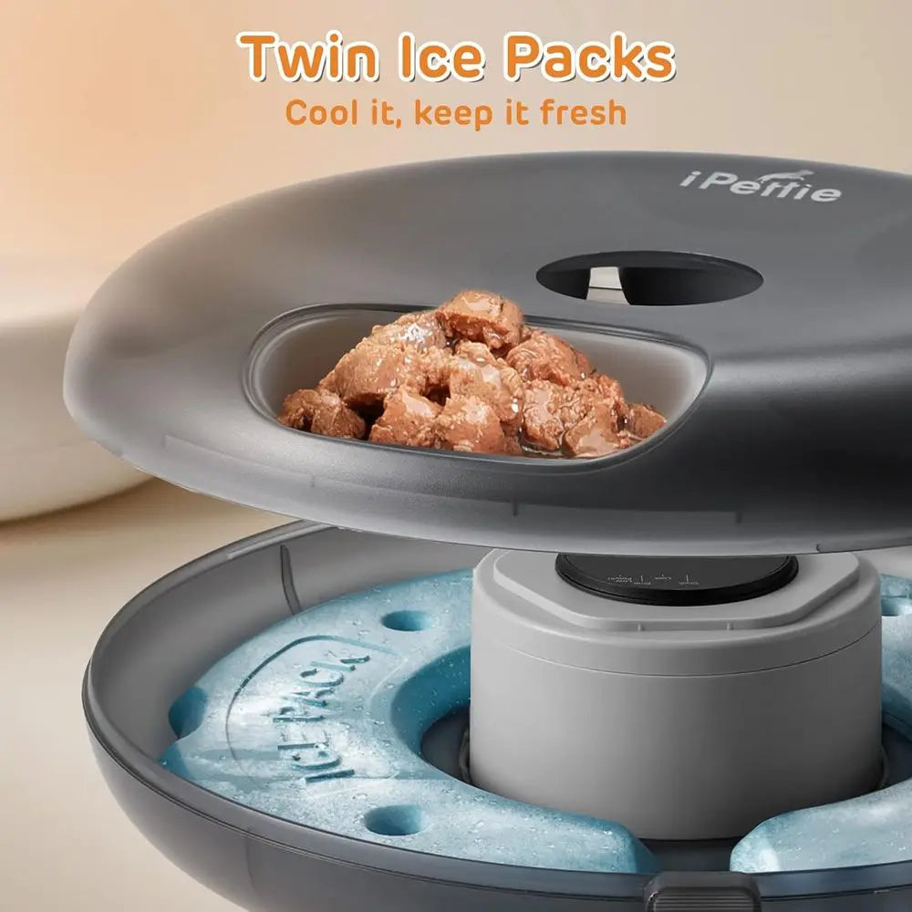 Automatic Cat Feeder 6-Meal Capacity With Ice Packs Rechargeable