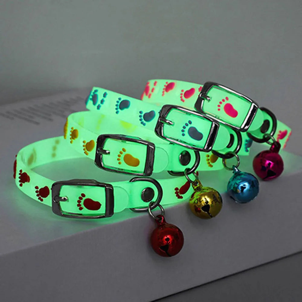 Luminous Silicone Cat Necklace With Bell Collar