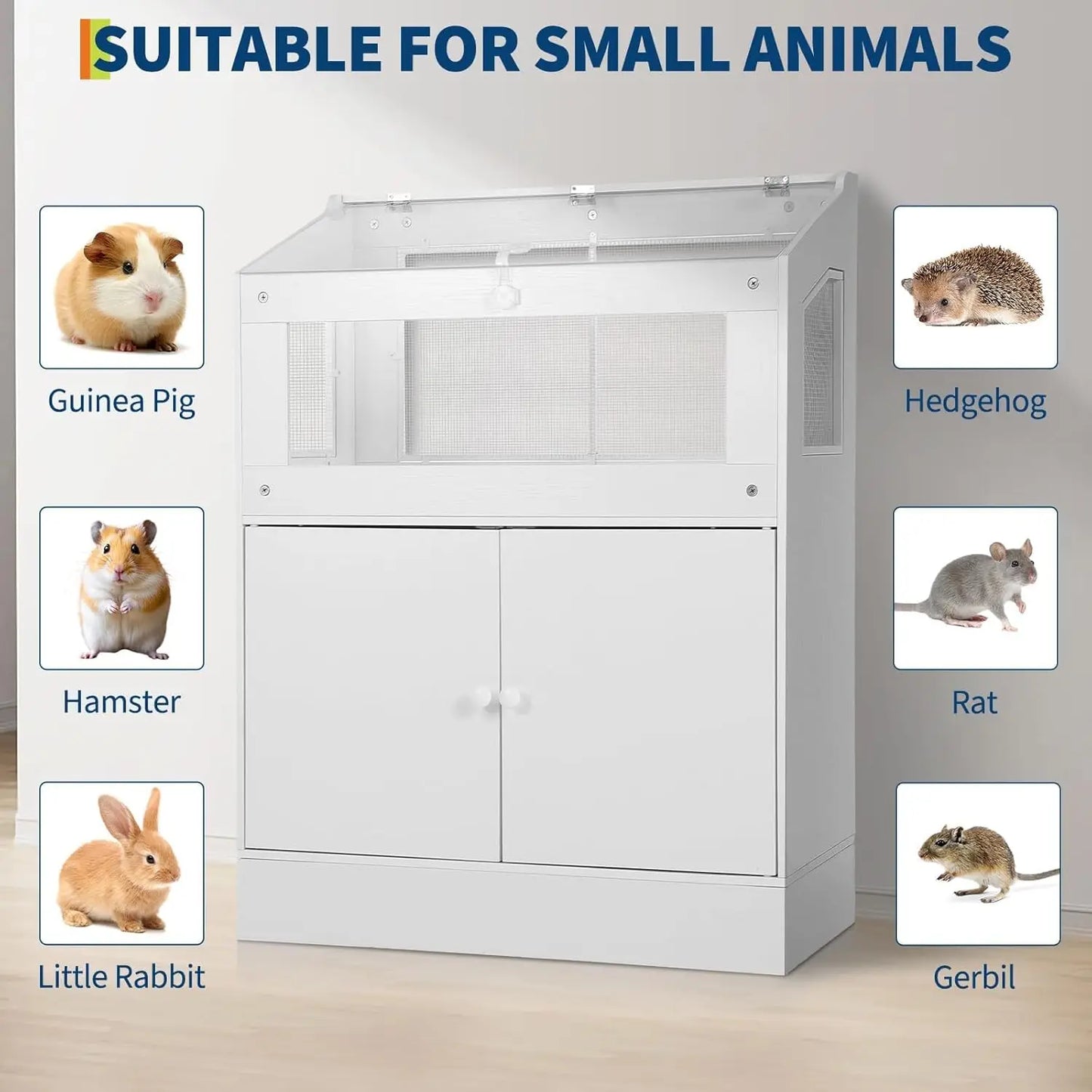 MeterMall Hamster Cage With Acrylic Panels And Storage Cabinet