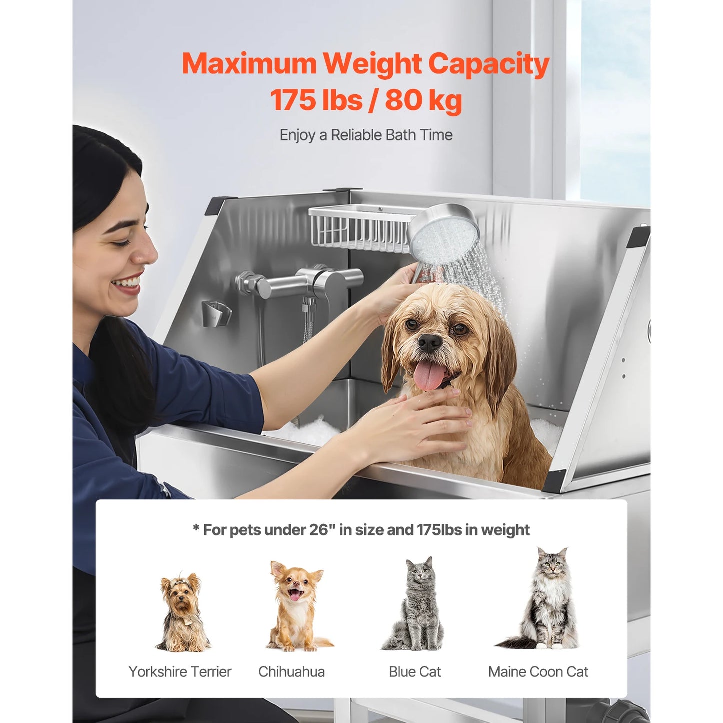 Stainless Steel Dog Washing Station With Hot Cold Faucet Storage