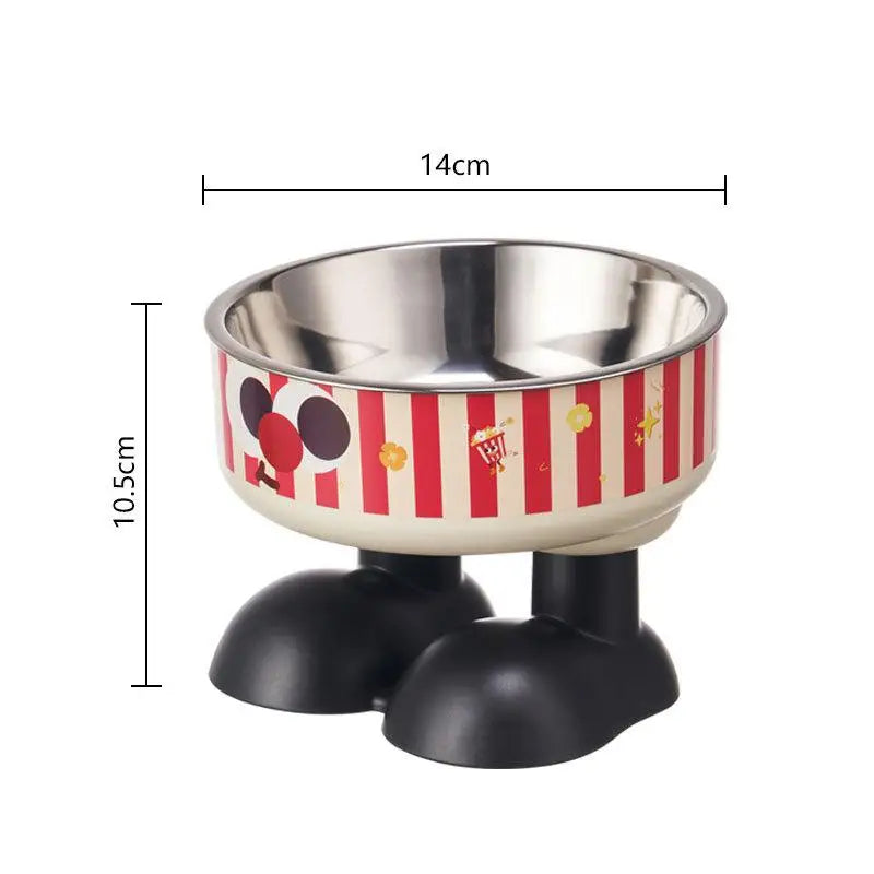 Pet Feeding Bowl Cat Dog Large Capacity Elevated Anti Choking Neck Protection Cartoon Stainless Steel Indoor Daily All Size Matching Stand
