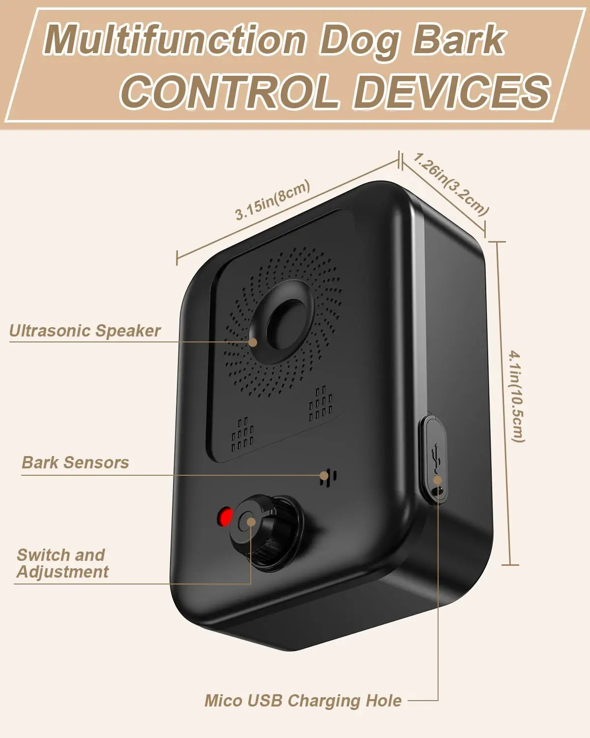 Petedu Automatic Ultrasonic Bark Deterrent For Dogs Indoor Outdoor