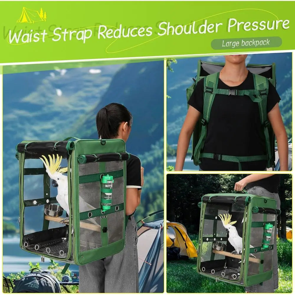 Bird Carrier Travel Cage For Parrots And Cockatoos Backpack Style