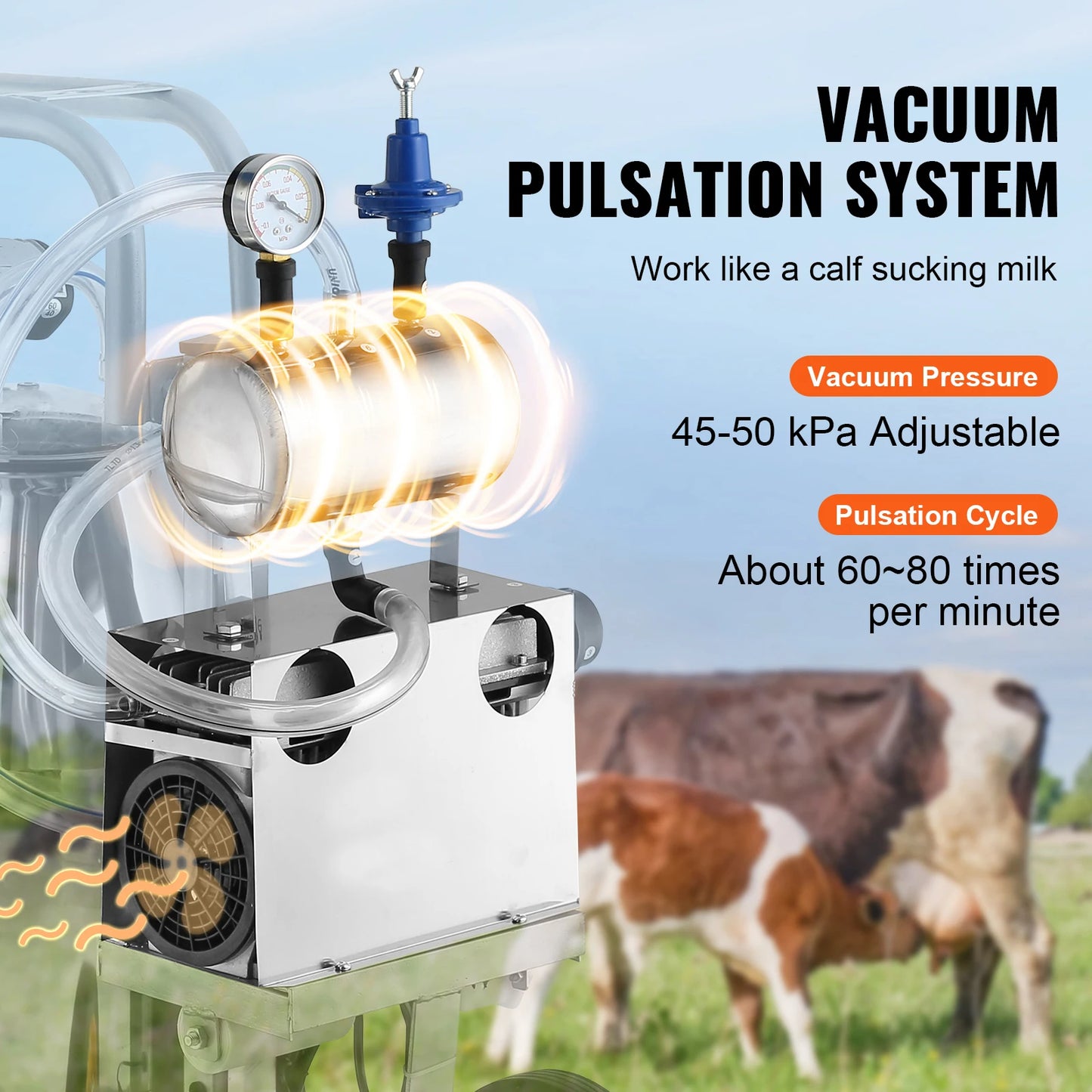 Electric Cow Milking Machine With Stainless Steel Bucket