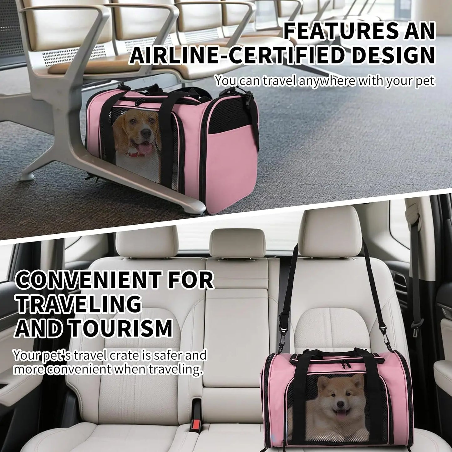 Soft-Sided Cat Carrier for Small Pets up to 16 lbs with Airline-Friendly Design