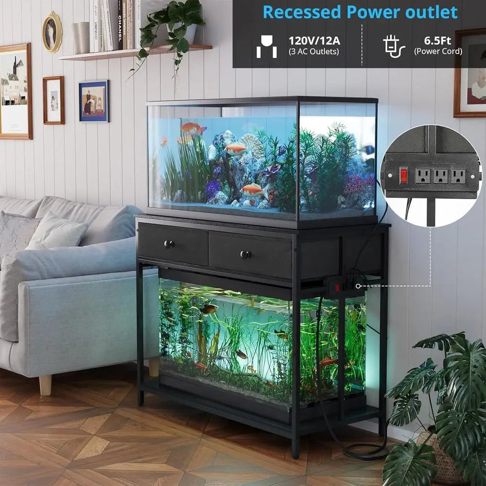 Metal Aquarium Stand With Cabinet Storage For Reptile Terrarium