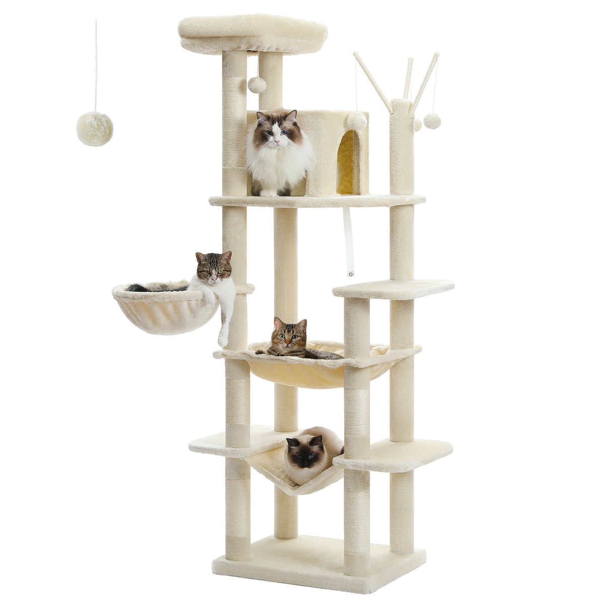 Pawz Road Large Multi-Level Plush Cat Tree With Scratching Posts