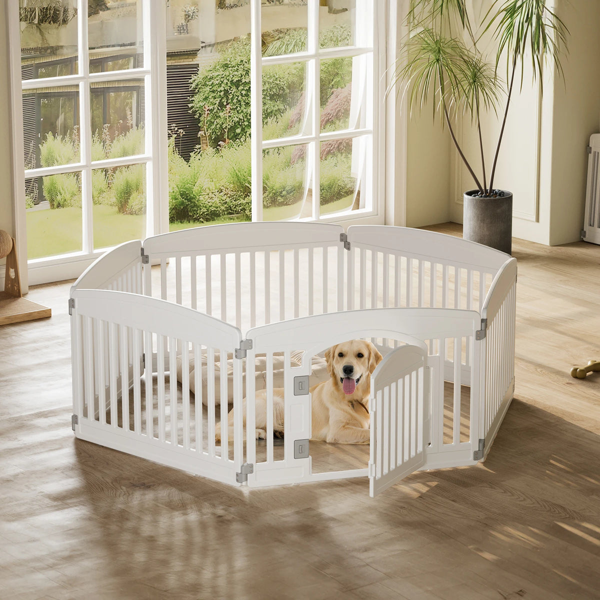JHK 6 Panel Plastic Dog Playpen For Medium Pets