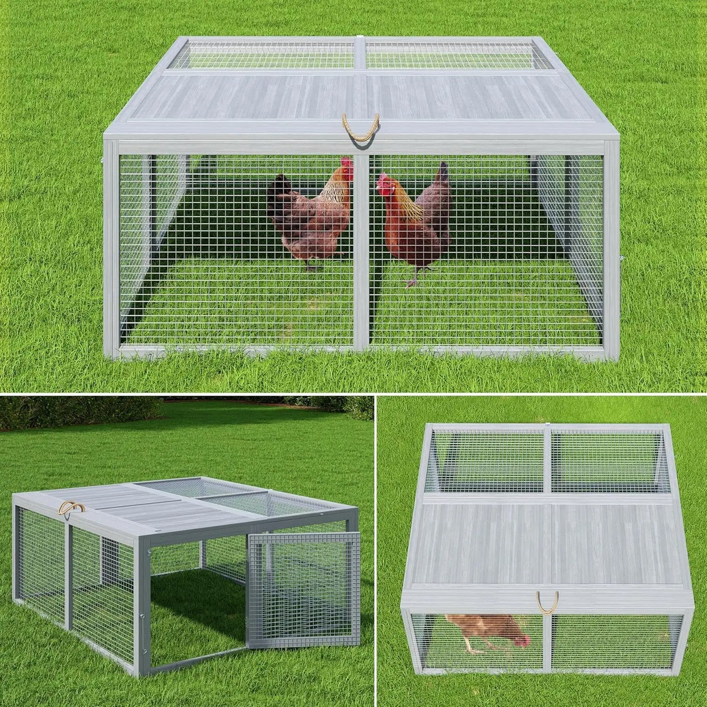 HiMISS Folding Chicken Coop Portable No-Assembly Cage With Doors