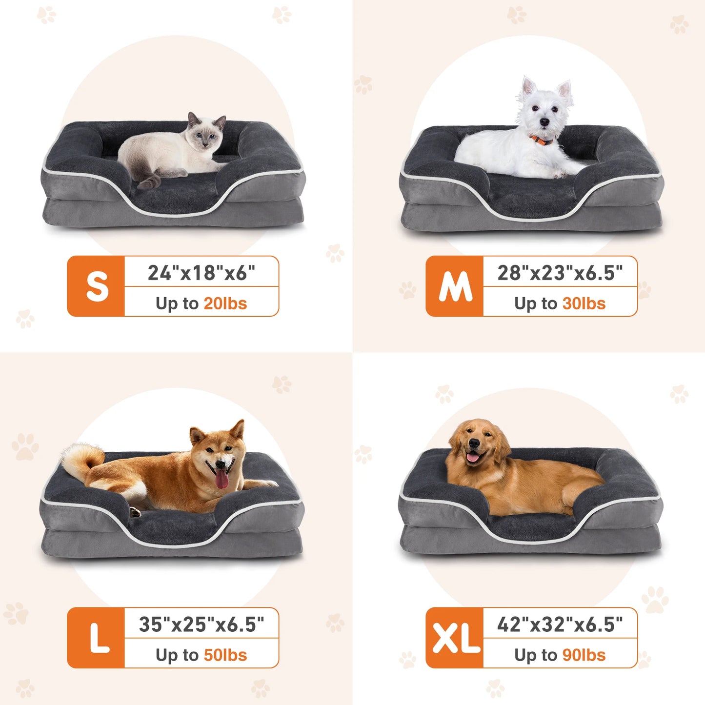 JHK Orthopedic Memory Foam Dog Bed With Washable Removable Cover
