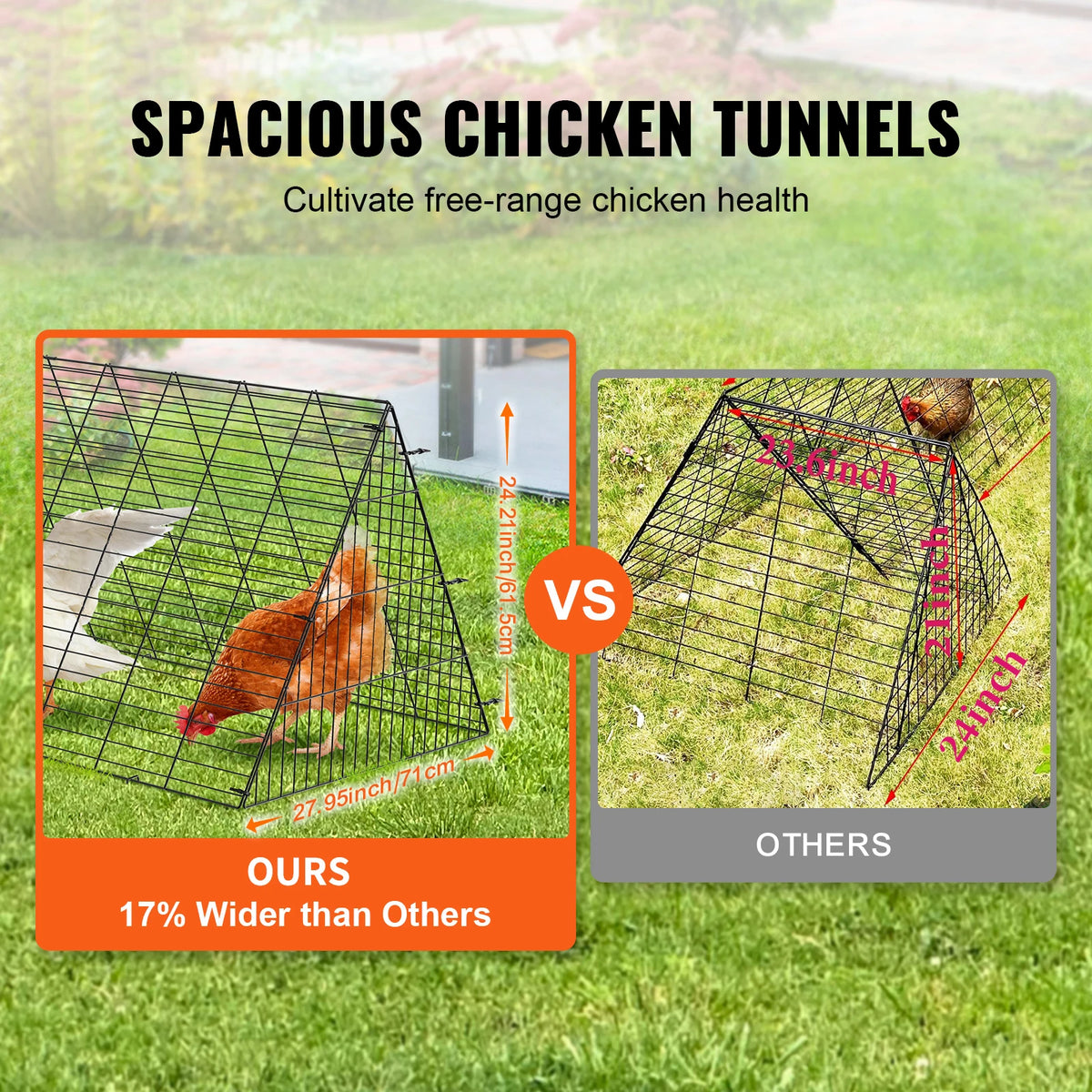 SucceBuy Portable Iron Chicken Tunnels For Outdoor Yard Use With Corner Frames