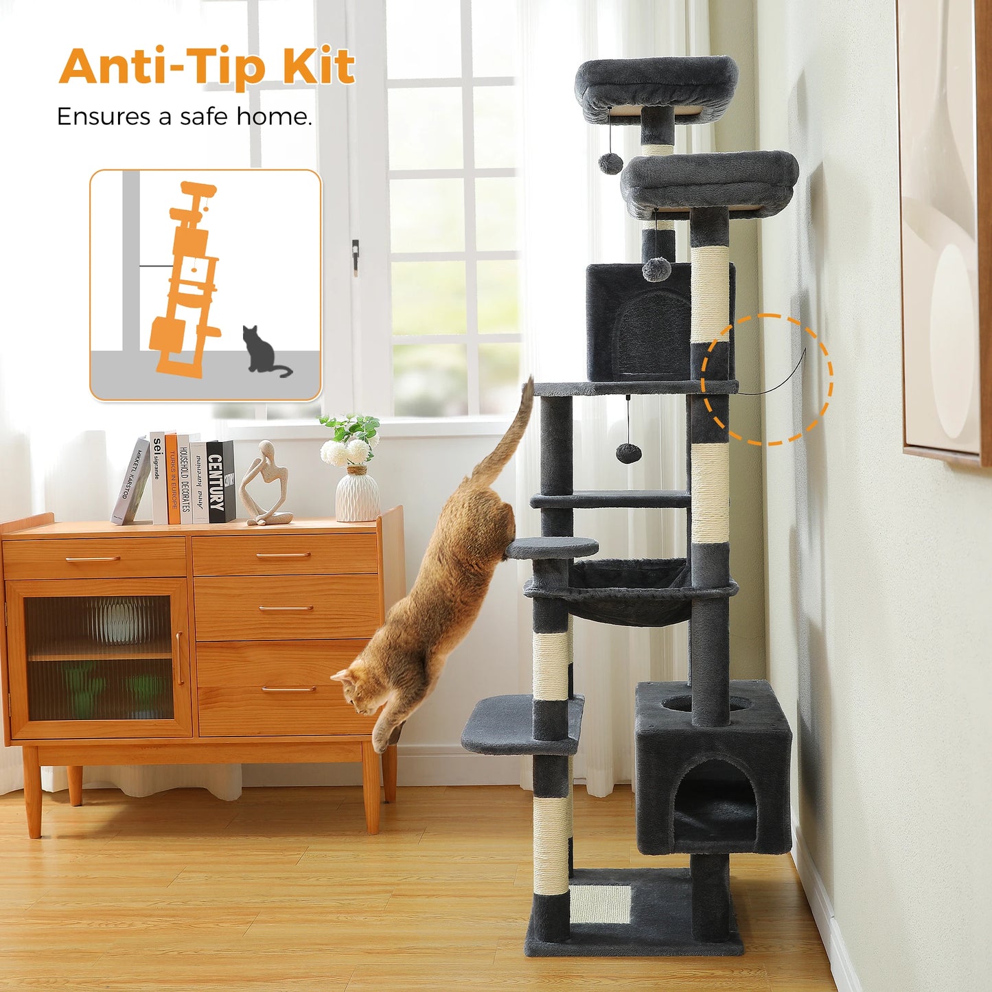 PEQULTI Multi Level Cat Tree Tower With Scratching Posts