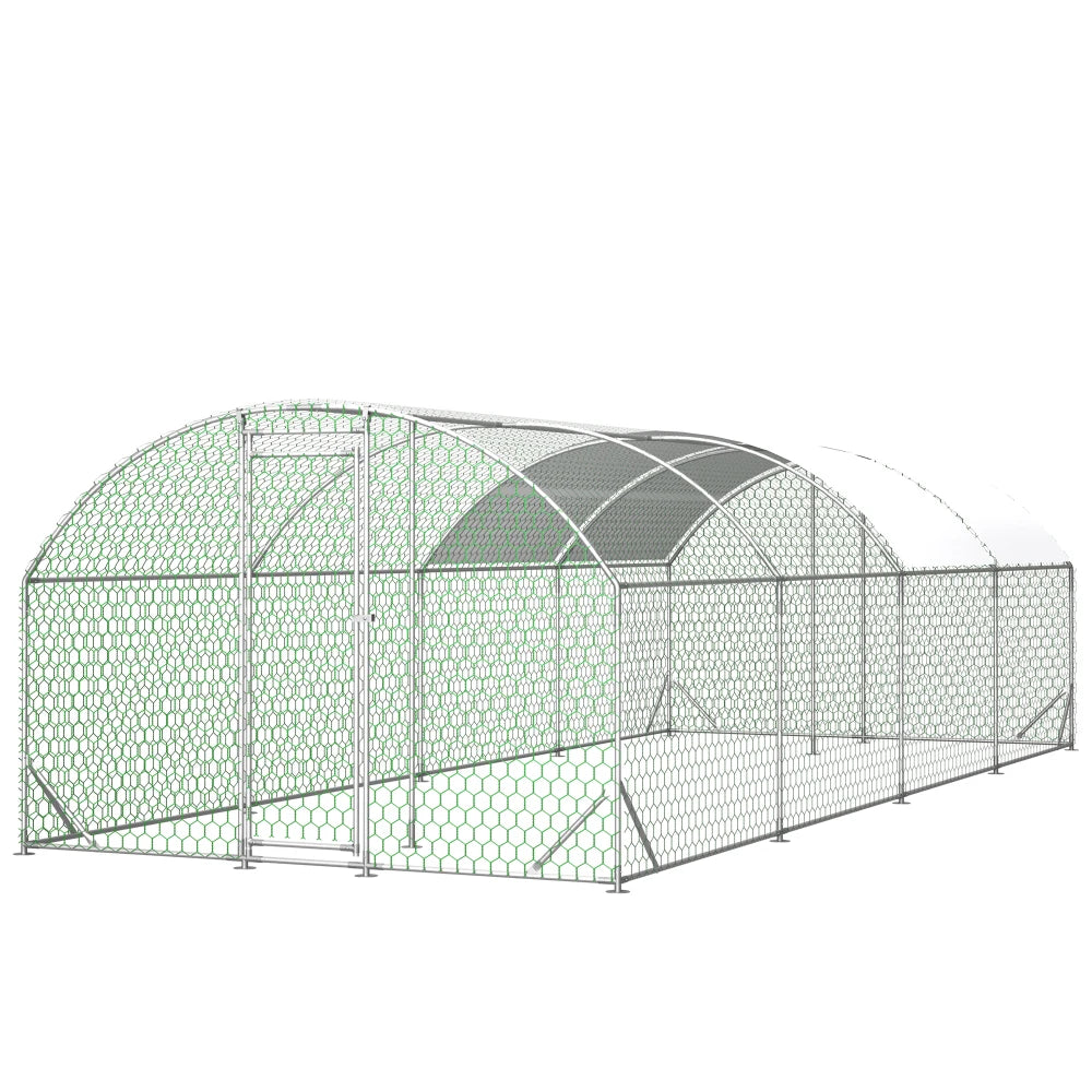 Aluminum Chicken Coop With Waterproof Cover Walk-In Poultry Cage