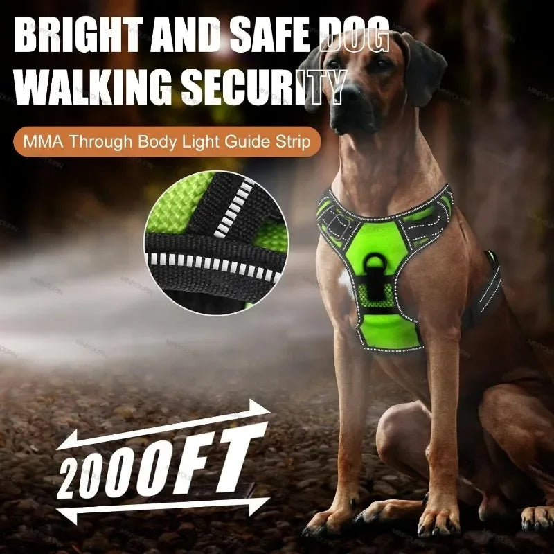 LED Luminous Dog Harness No Pull Adjustable Rechargeable Vest
