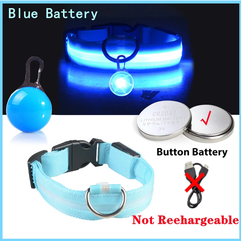 USB Charging Glowing Dog Collar With Pendant Detachable LED Light