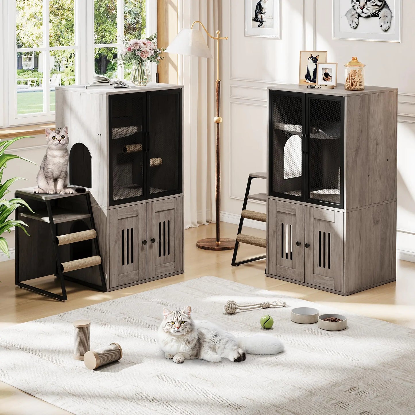 HiMISS Multifunctional Cat Litter Box Furniture Enclosed With Doors