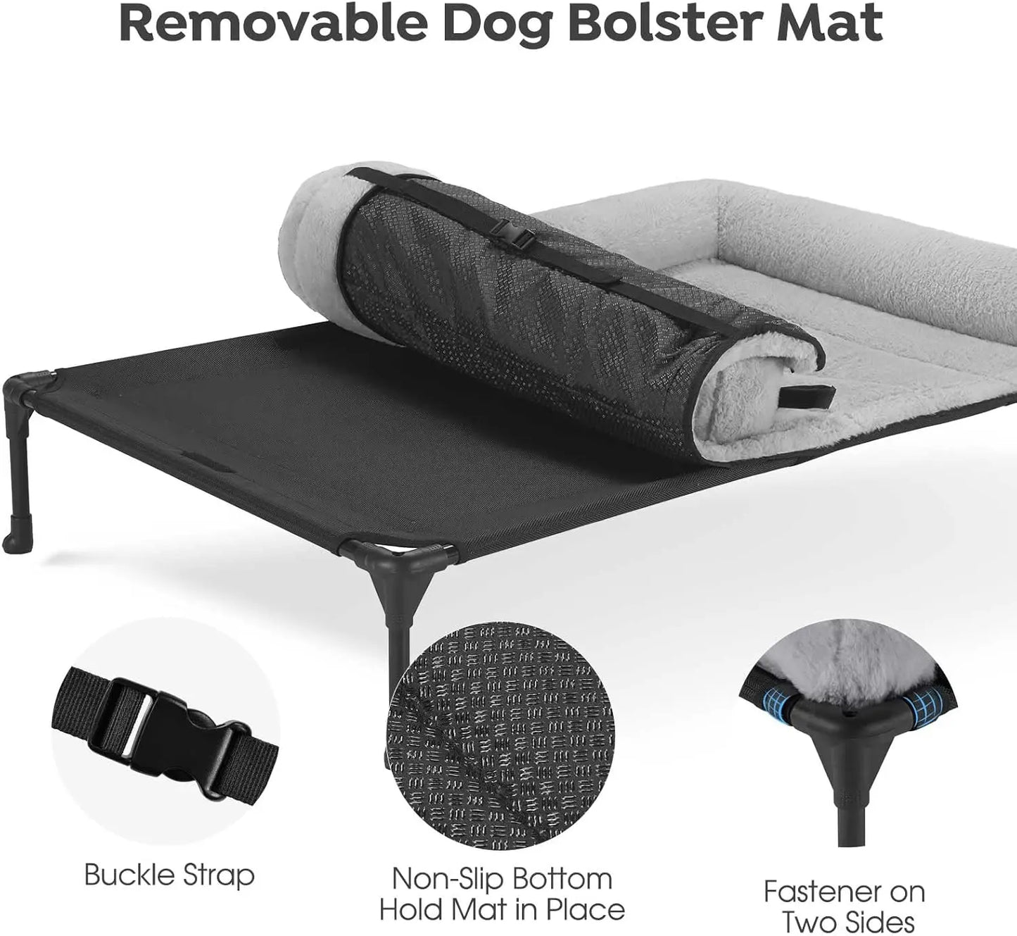 Elevated Orthopedic Dog Bed With Fluffy Bolster Removable Mat Non-Slip