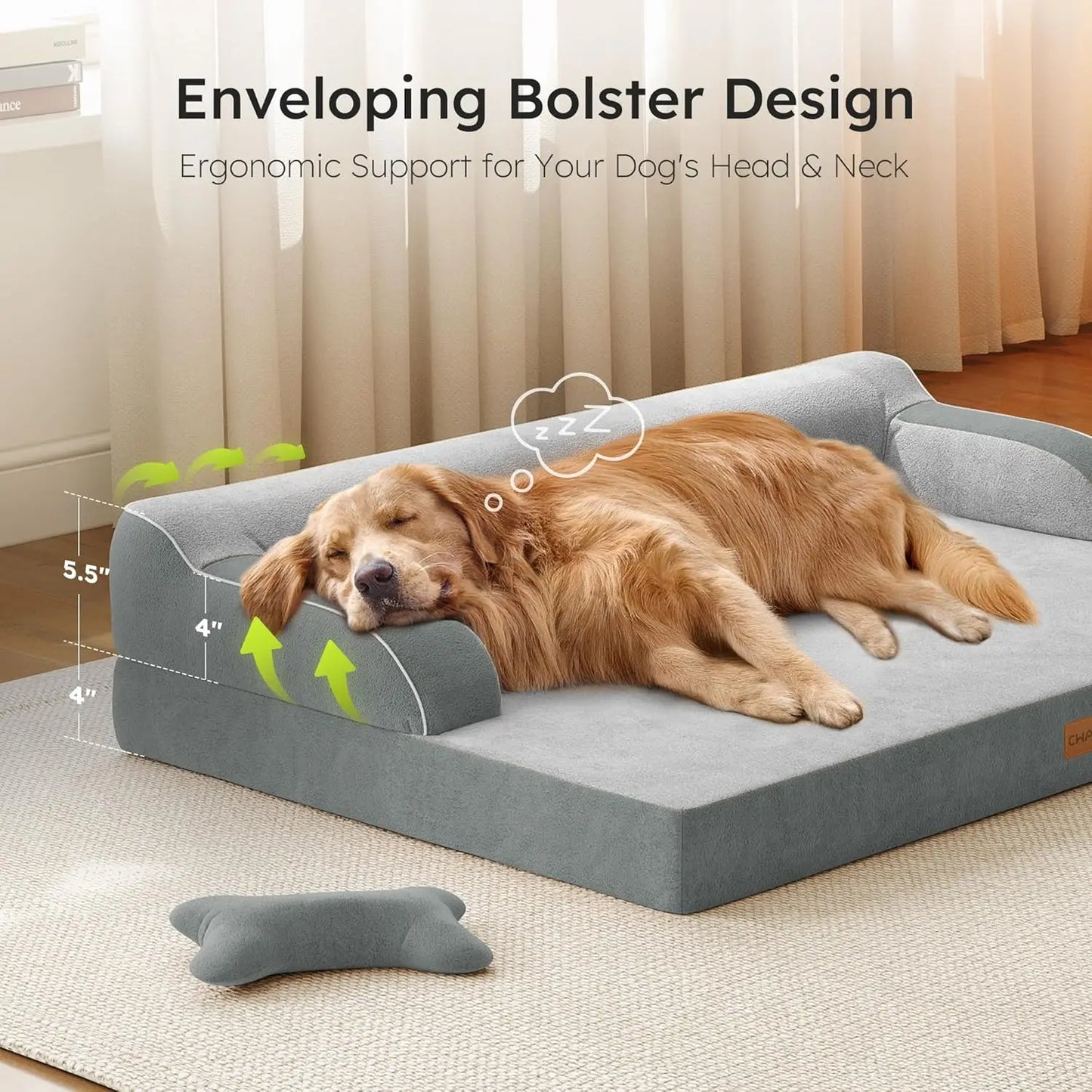 Orthopedic Dog Bed With Cooling Memory Foam Waterproof Cover And Nonslip Bottom