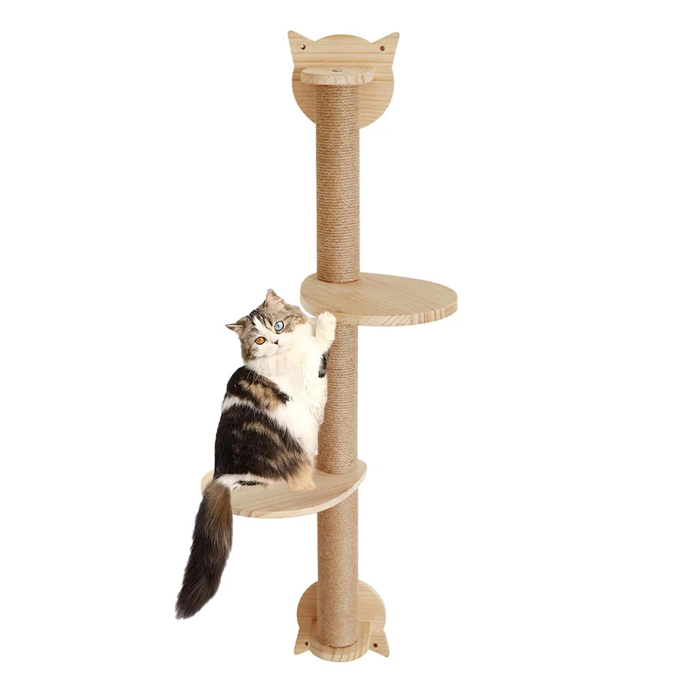 PETRAVEL Cat Tree With Scratching Posts And Hammock Wall Mounted