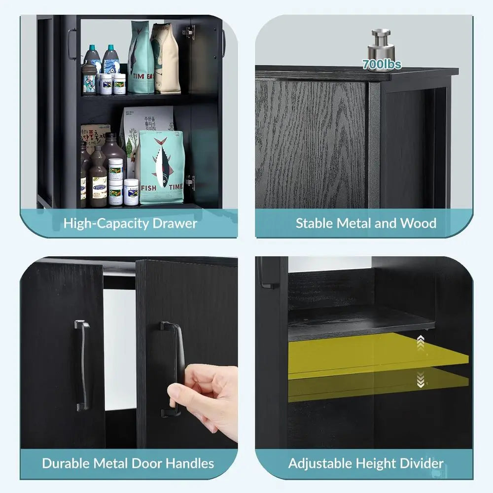 Aquarium Stand With Power Outlets, Storage Cabinet, 700 Lbs Capacity