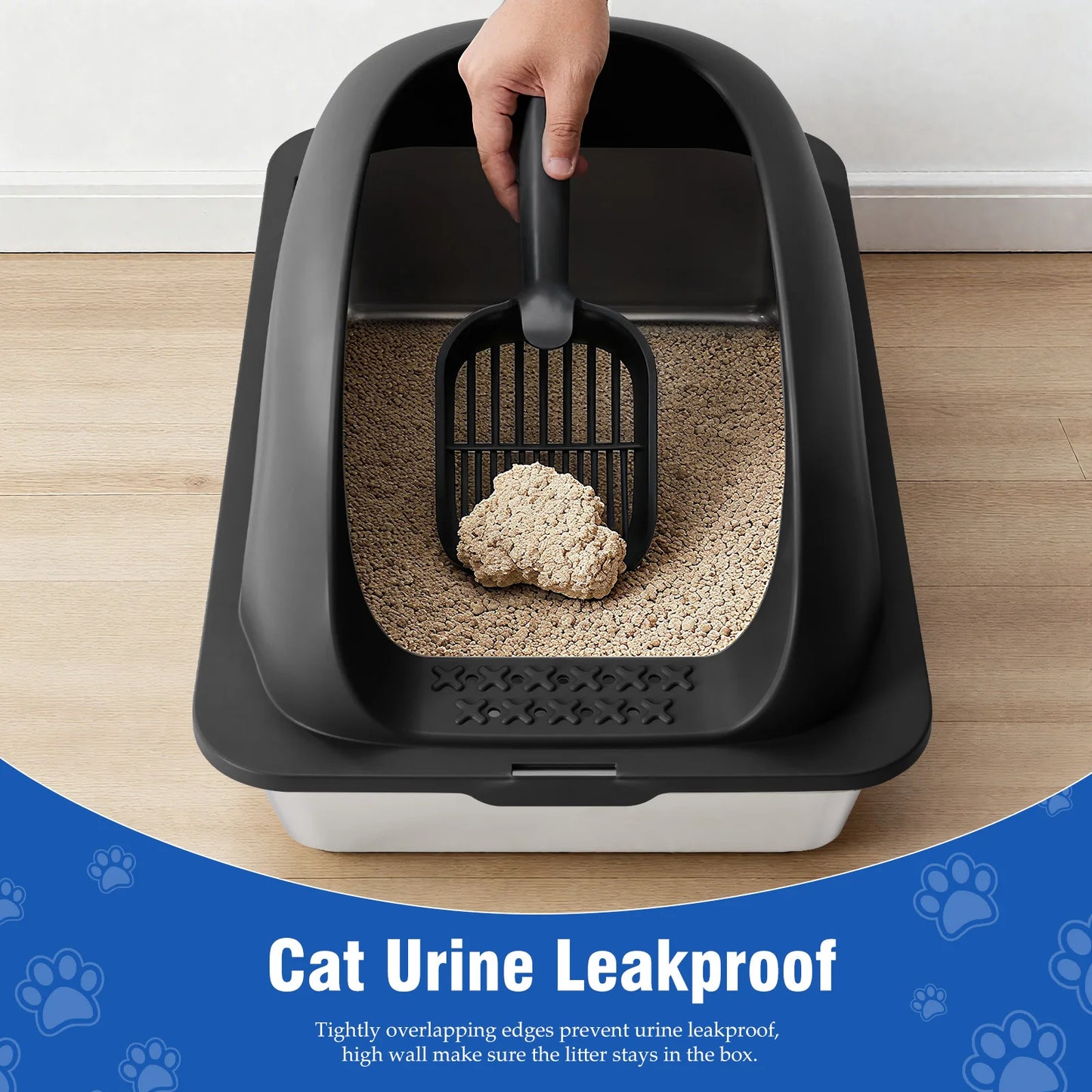 Stainless Steel Cat Litter Box With Lid And Mat