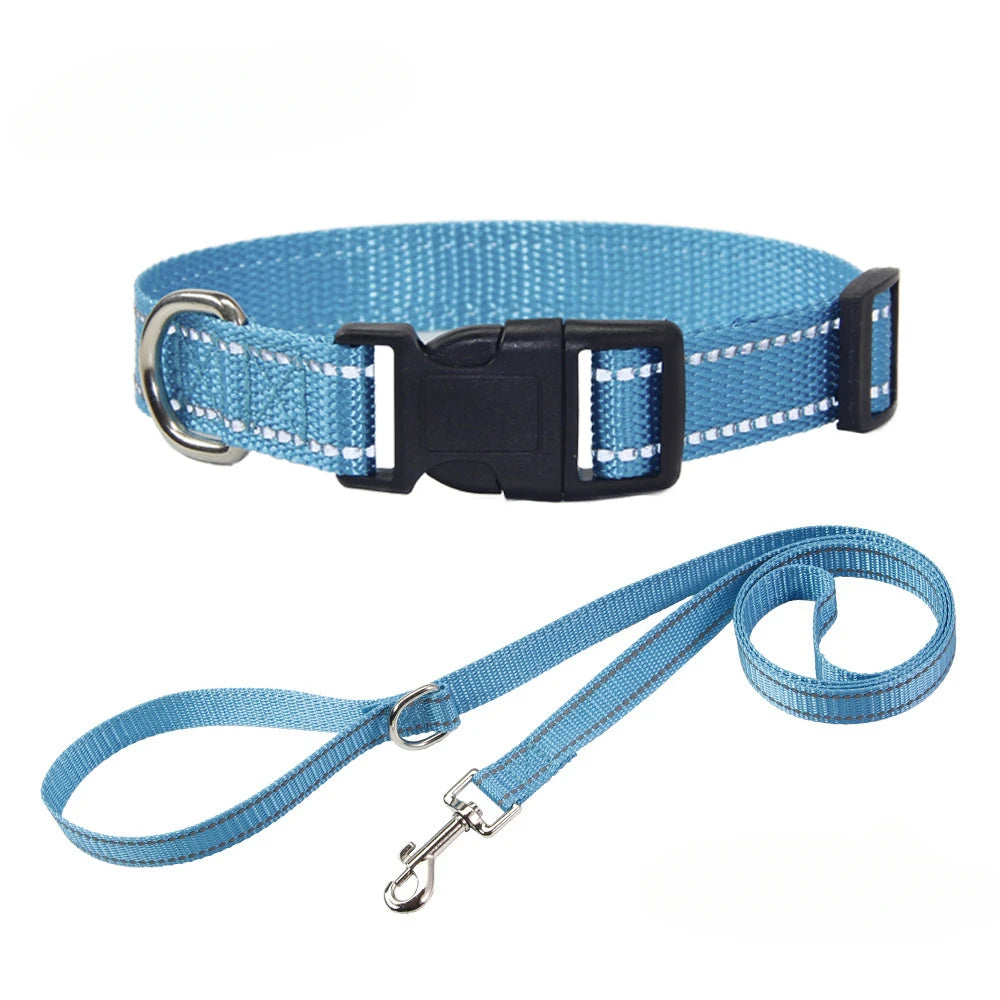 Nylon Collar Leash Set Adjustable Durable Small Medium Large Dog Safe Nylon Daily Walking Outdoor