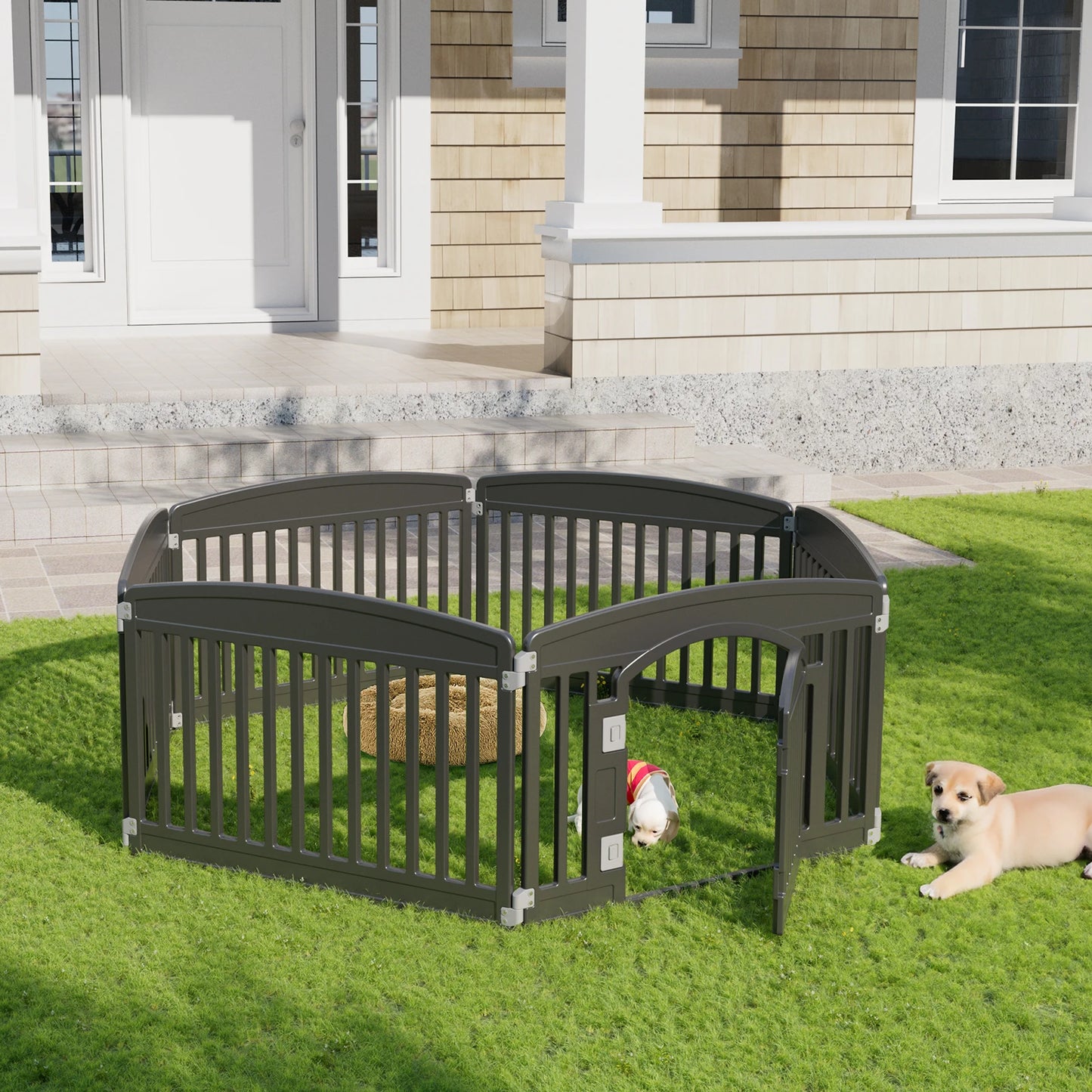 JHK Plastic Dog Playpen Expandable Portable Indoor Outdoor Fence