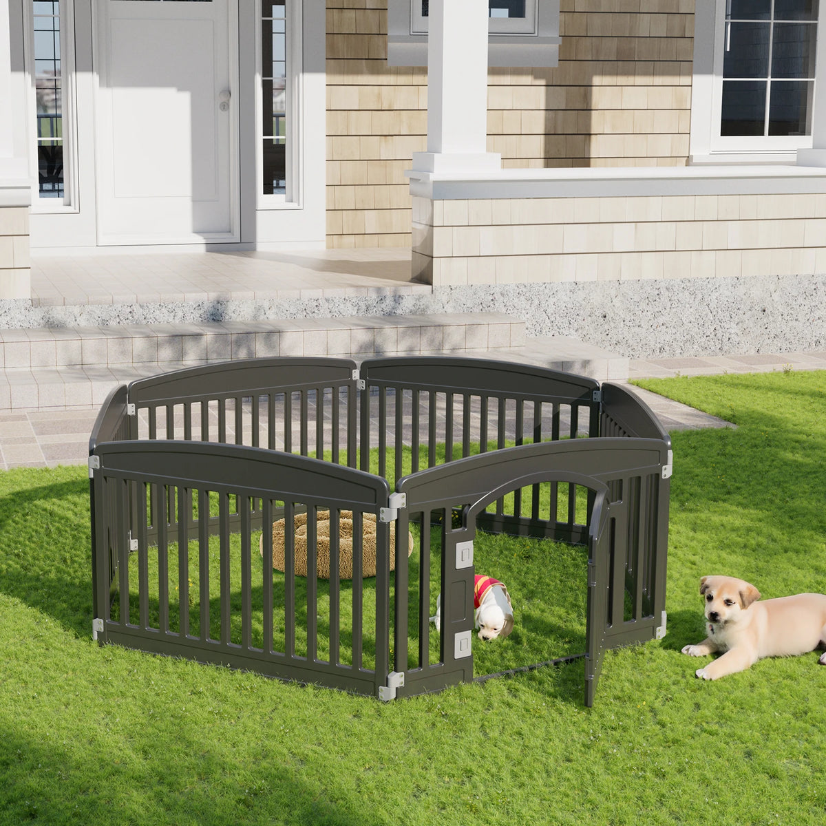 JHK 6 Panel Plastic Dog Playpen For Medium Pets