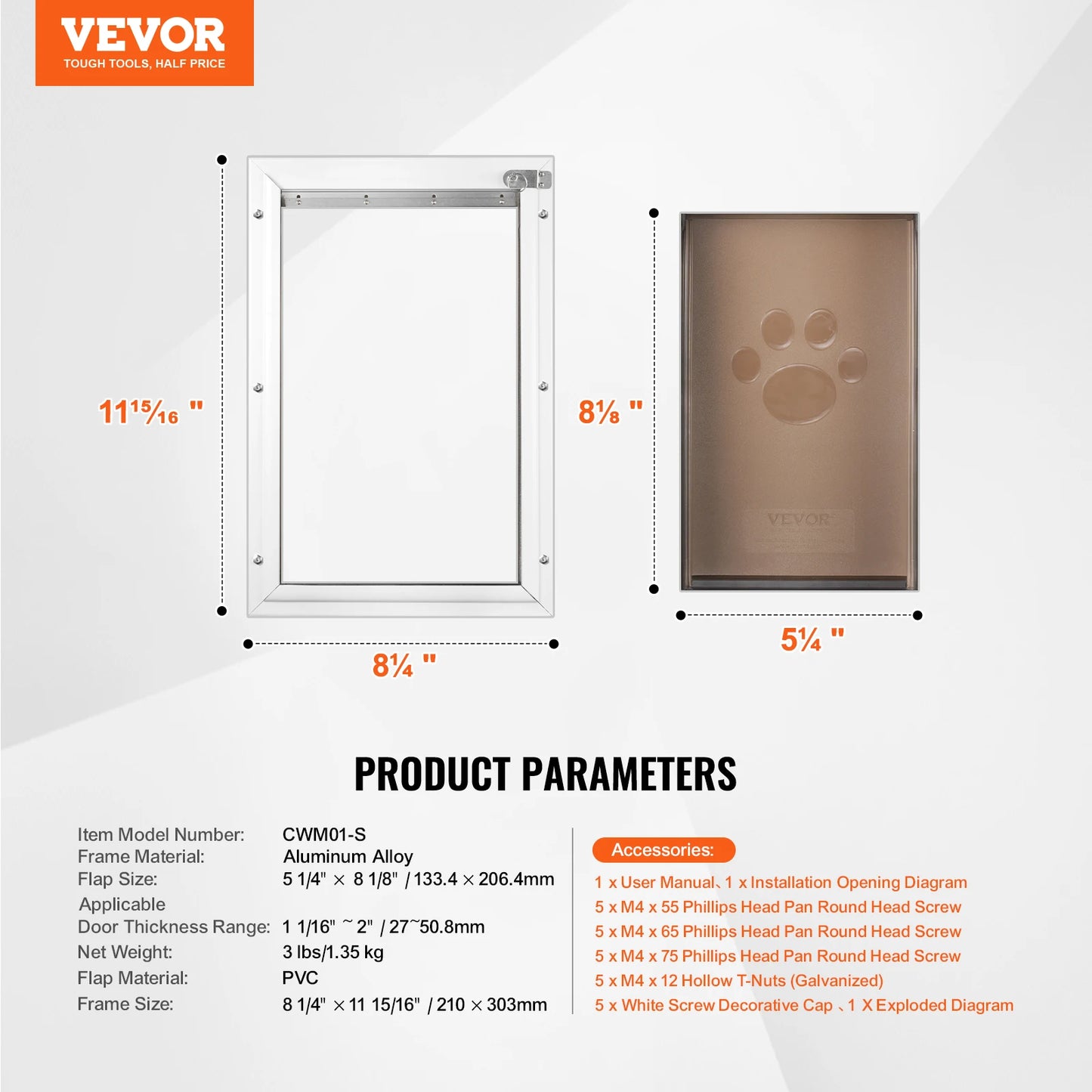 SucceBuy Aluminum Pet Door With Lockable Flap Weatherproof