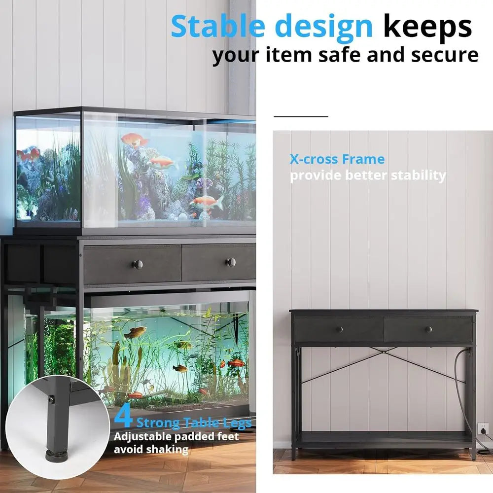 Metal Aquarium Stand With Cabinet Storage For Reptile Terrarium