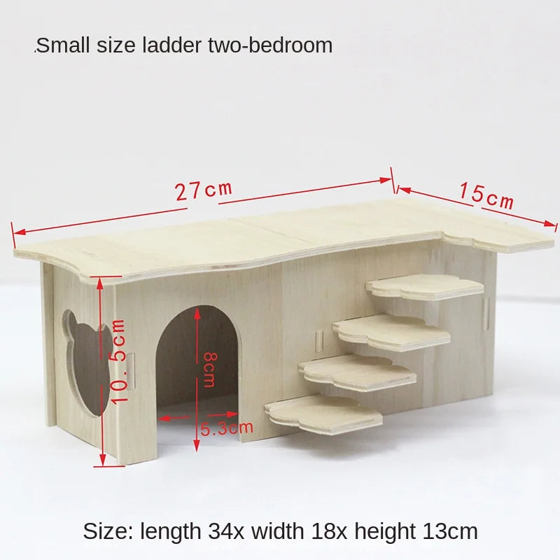 Wooden Hamster Toys Set With Cages Running Wheels Nests