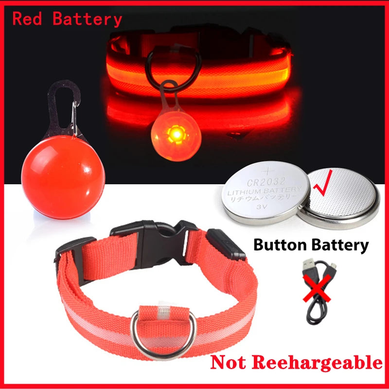 USB Charging Glowing Dog Collar With Pendant Detachable LED Light